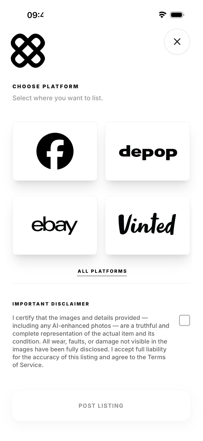 Choosing which marketplace to list on in DeClutter